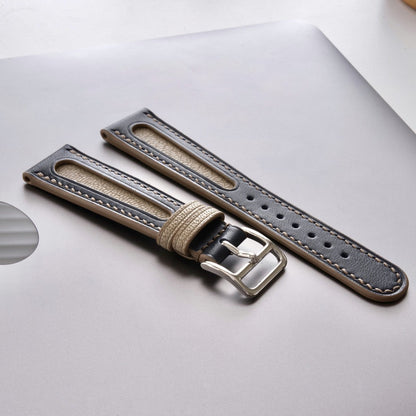 Classic Twin-Tone Elegance Leather Watch Strap