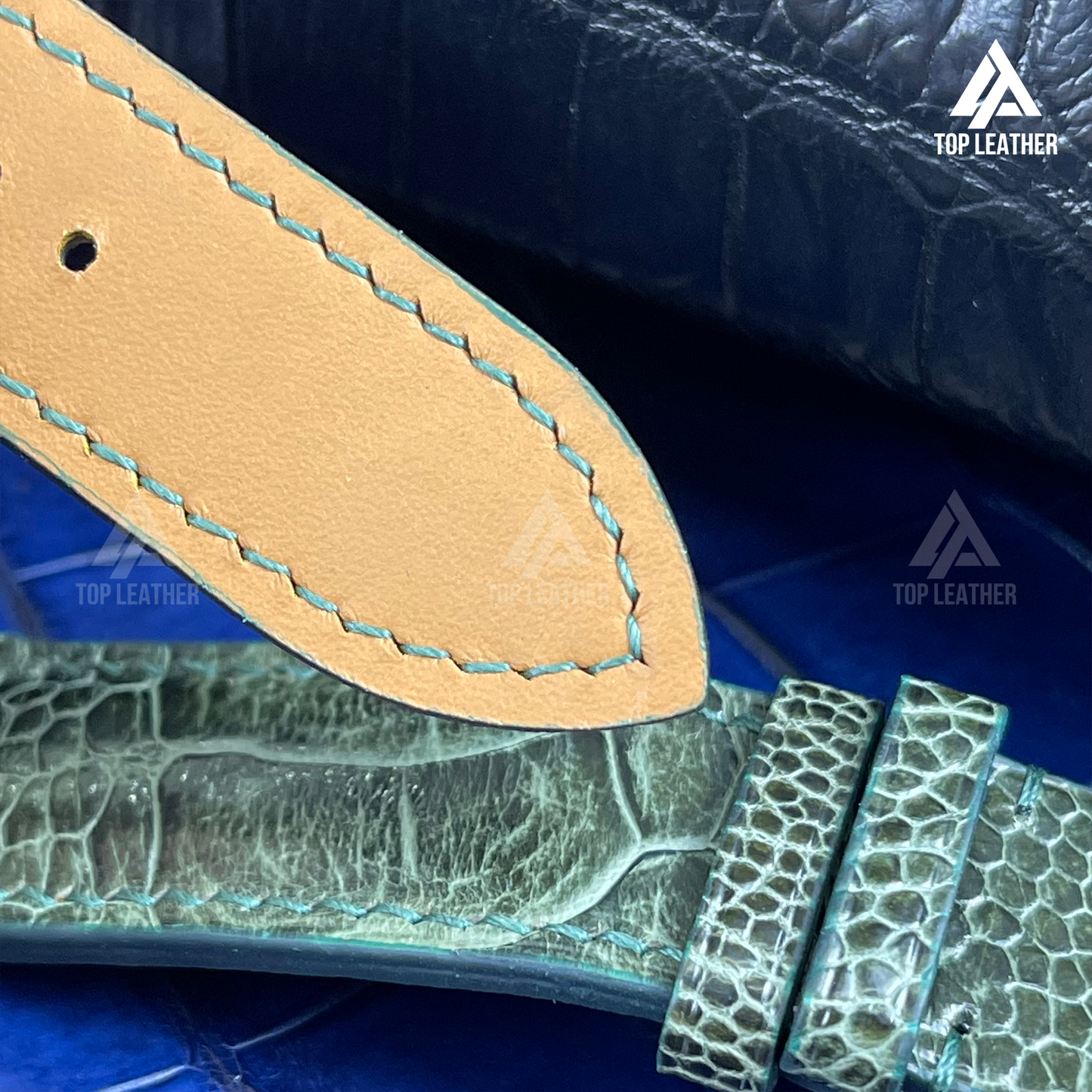 Genuine Ostrich Leather Watch Strap Band for Apple Watch, Samsung Galaxy Watch, Mechanical Watch - Green