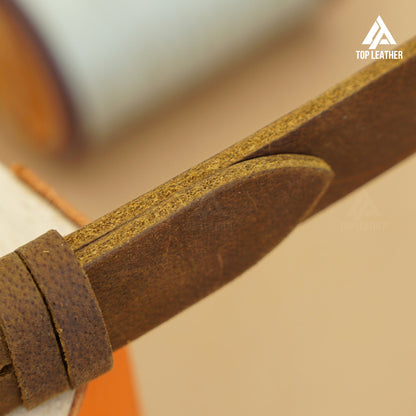 TopLeather Waxed Leather Watch Strap – Compatible with Apple Watch & Samsung Galaxy Watch (Chocolate Brown)