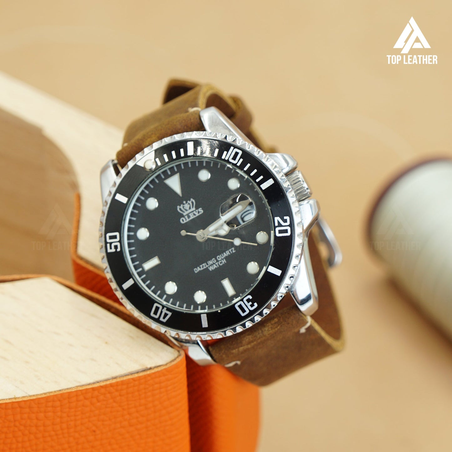 TopLeather Waxed Leather Watch Strap – Compatible with Apple Watch & Samsung Galaxy Watch (Chocolate Brown)