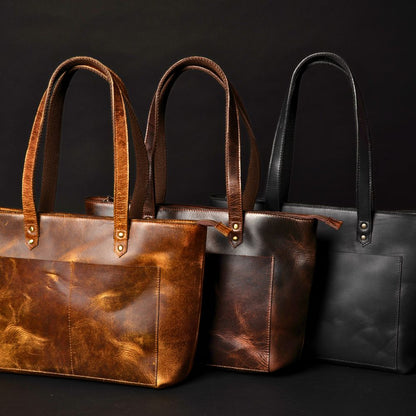 Classic Cognac Leather Tote Bag