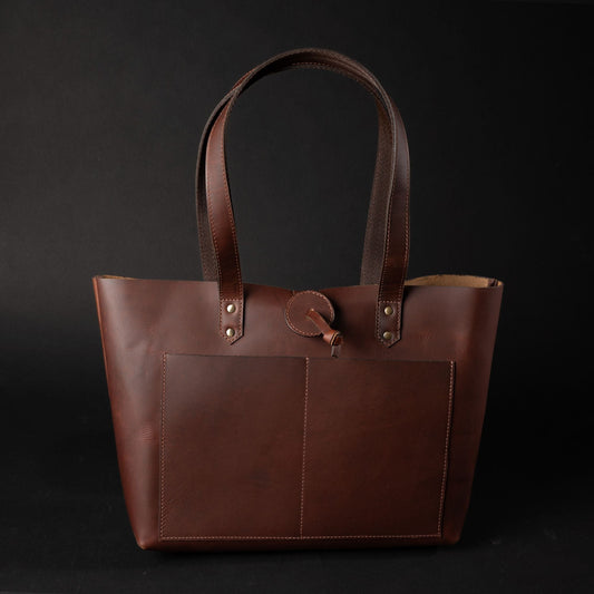 Tolredo - Brown Leather Tote Bag with Leather Closure