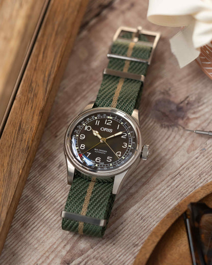 Woven Nylon Single Pass Strap - Sage & Khaki