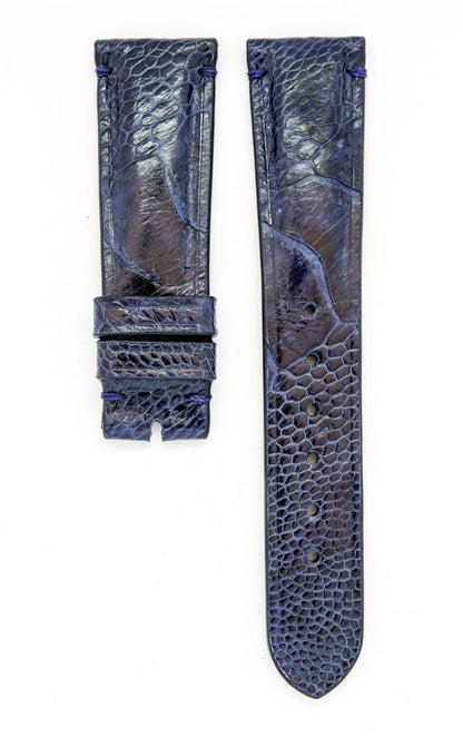 Ostrich Shin Watch Strap - Minimal Stitch - Midnight Blue