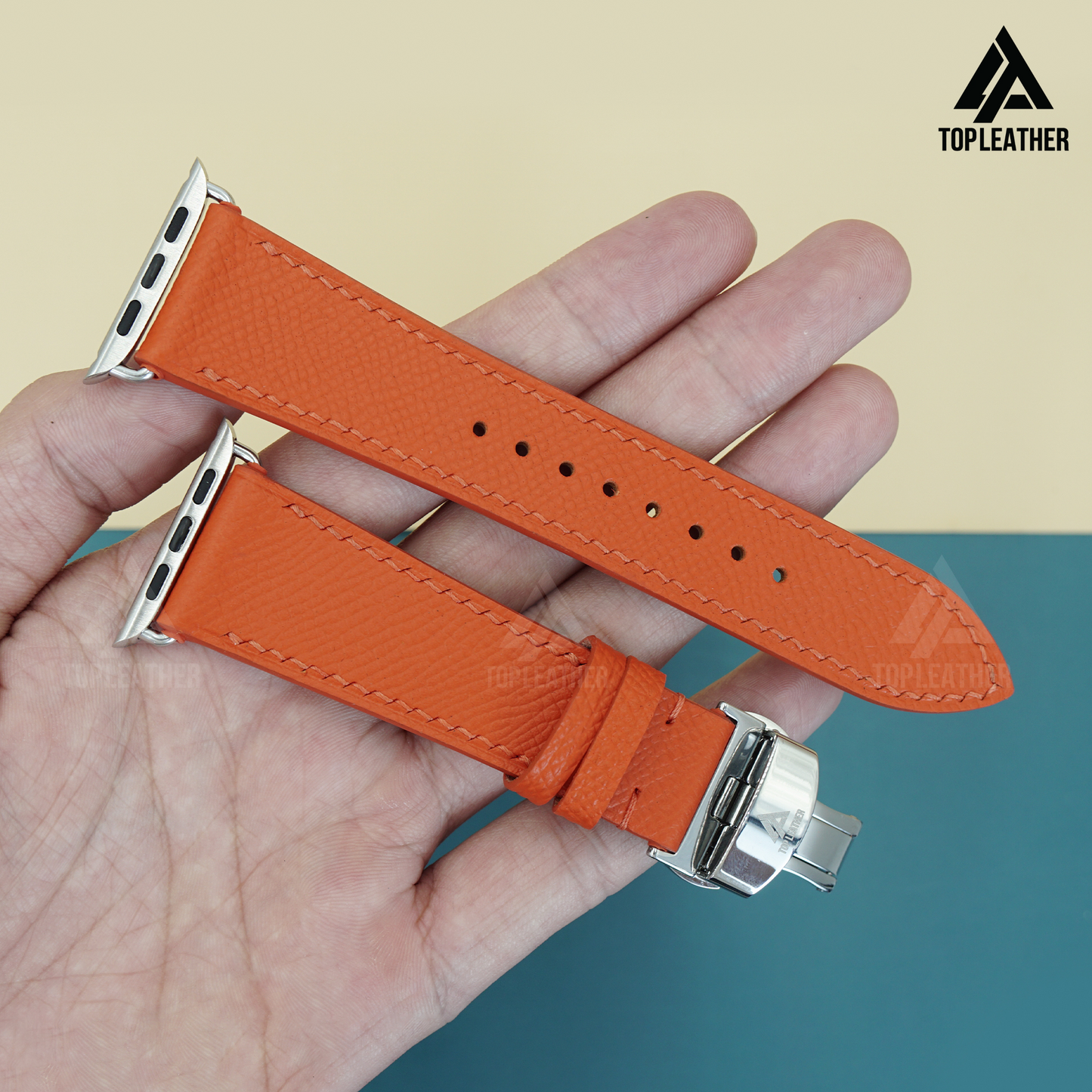 Watch Strap Epsom Leather for Apple Watch, Samsung Galaxy Watch, Mechanical Watch - Orange EP2203