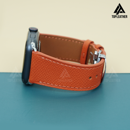 Watch Strap Epsom Leather for Apple Watch, Samsung Galaxy Watch, Mechanical Watch - Orange EP2203