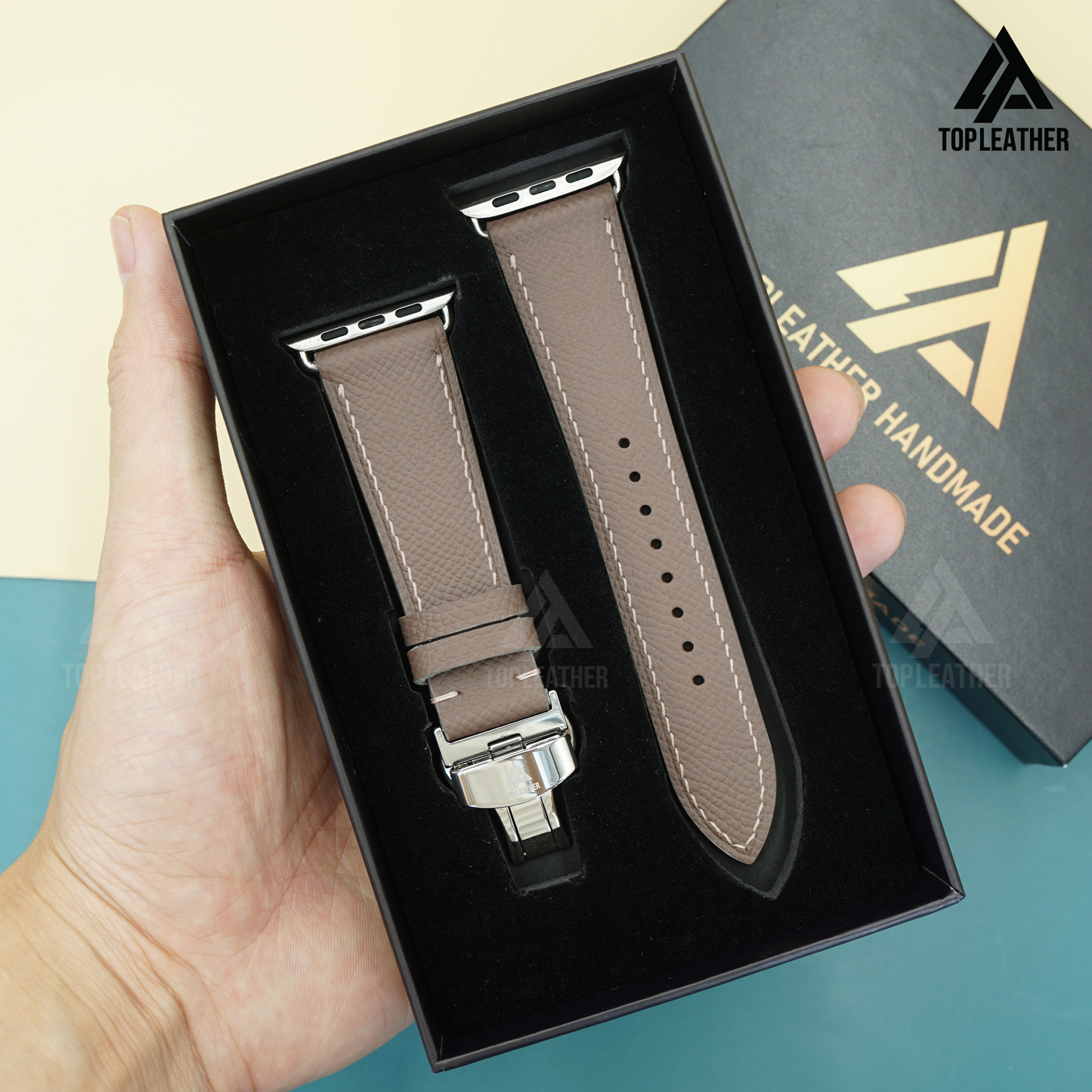 Watch Strap Epsom Leather for Apple Watch, Samsung Galaxy Watch, Mechanical Watch - Grey EP2208