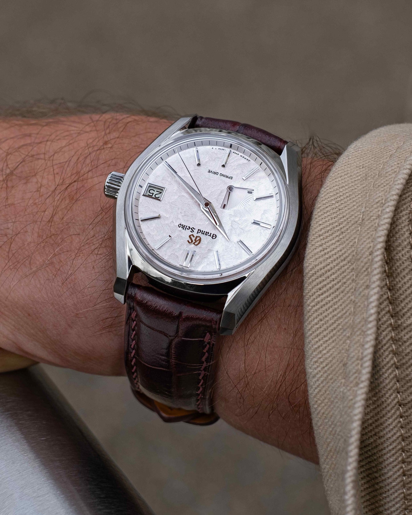 Embossed Crocodile Watch Strap - Claret