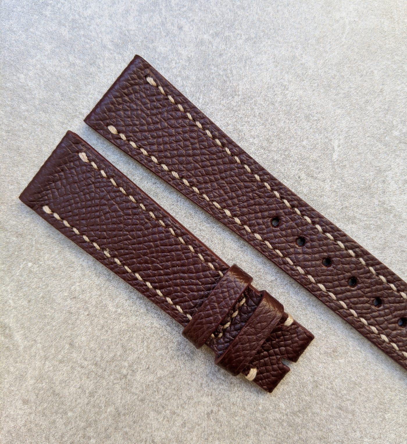 Epsom Calfskin Watch Strap - Red Brown