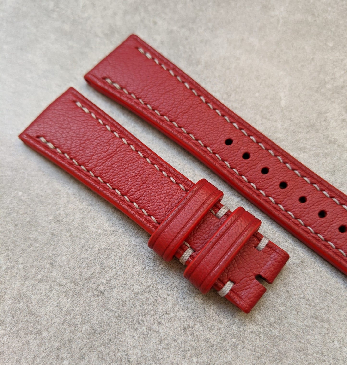 Light Grained Goatskin Strap - Red