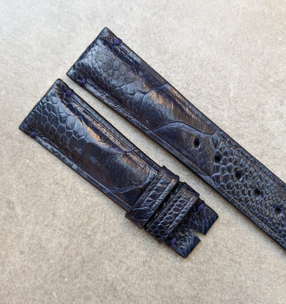 Ostrich Shin Watch Strap - Minimal Stitch - Midnight Blue