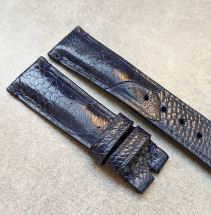 Ostrich Shin Watch Strap - Minimal Stitch - Midnight Blue