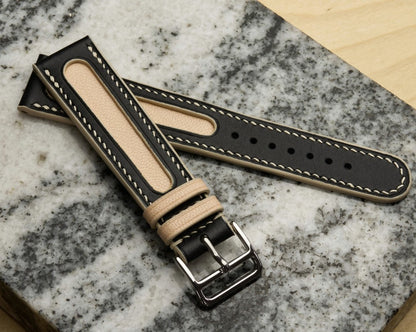 Classic Twin-Tone Elegance Leather Watch Strap