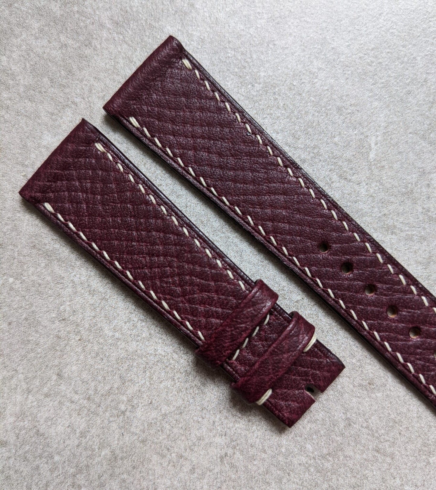 Russian Hatch Calfskin Watch Strap - Oxblood