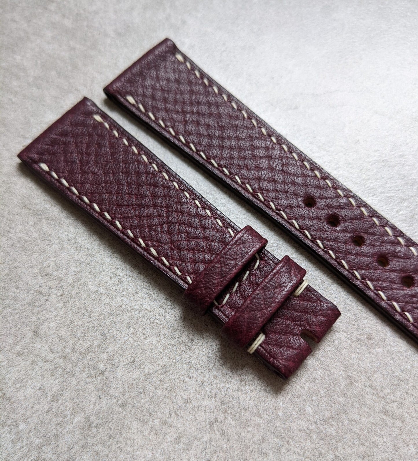 Russian Hatch Calfskin Watch Strap - Oxblood