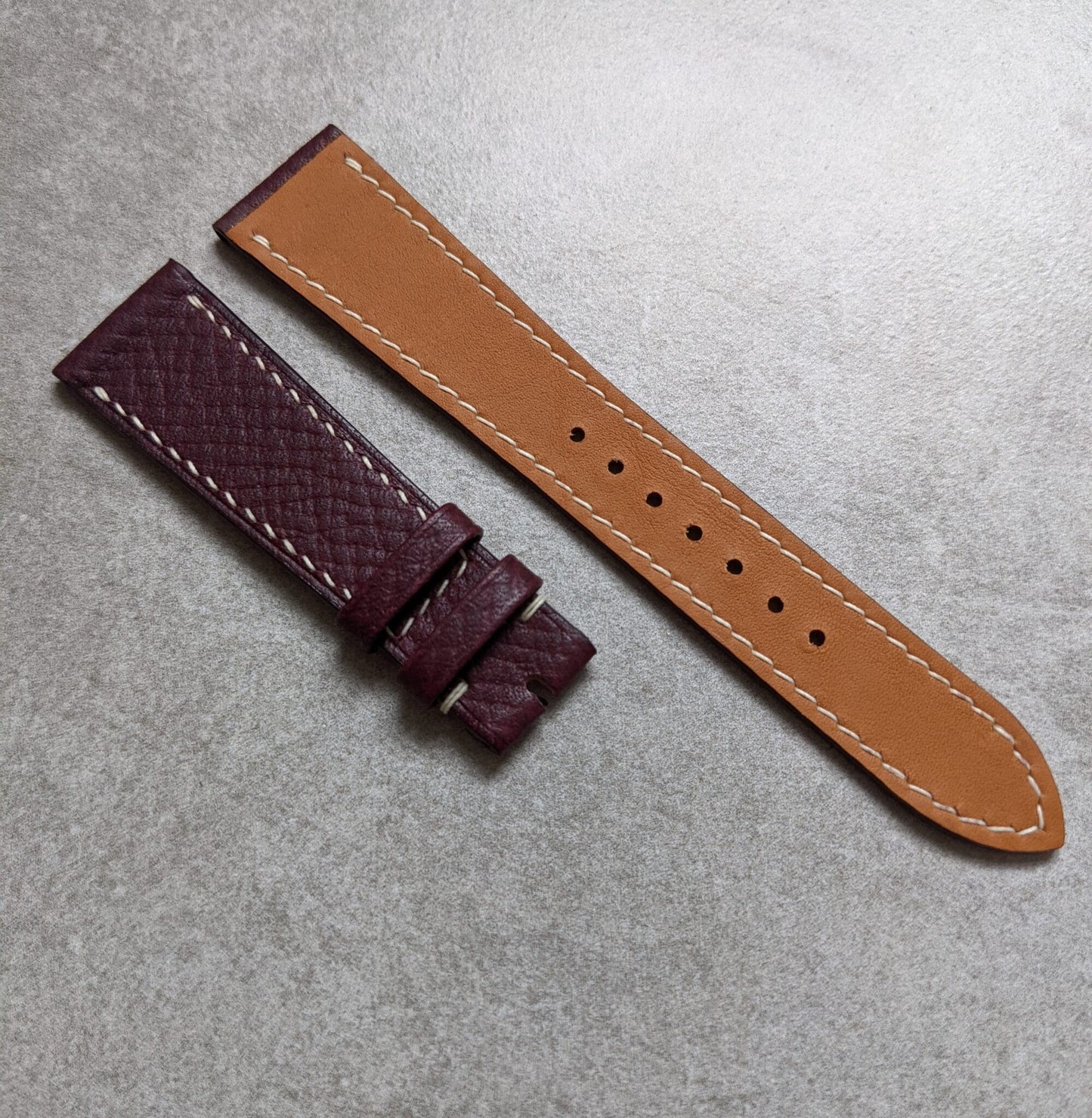 Russian Hatch Calfskin Watch Strap - Oxblood