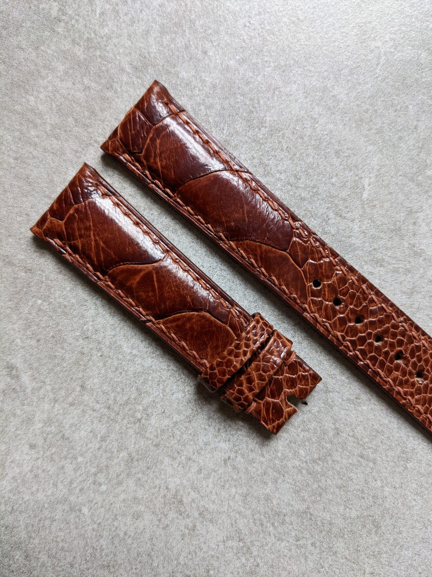 Ostrich Shin Watch Strap - Cognac