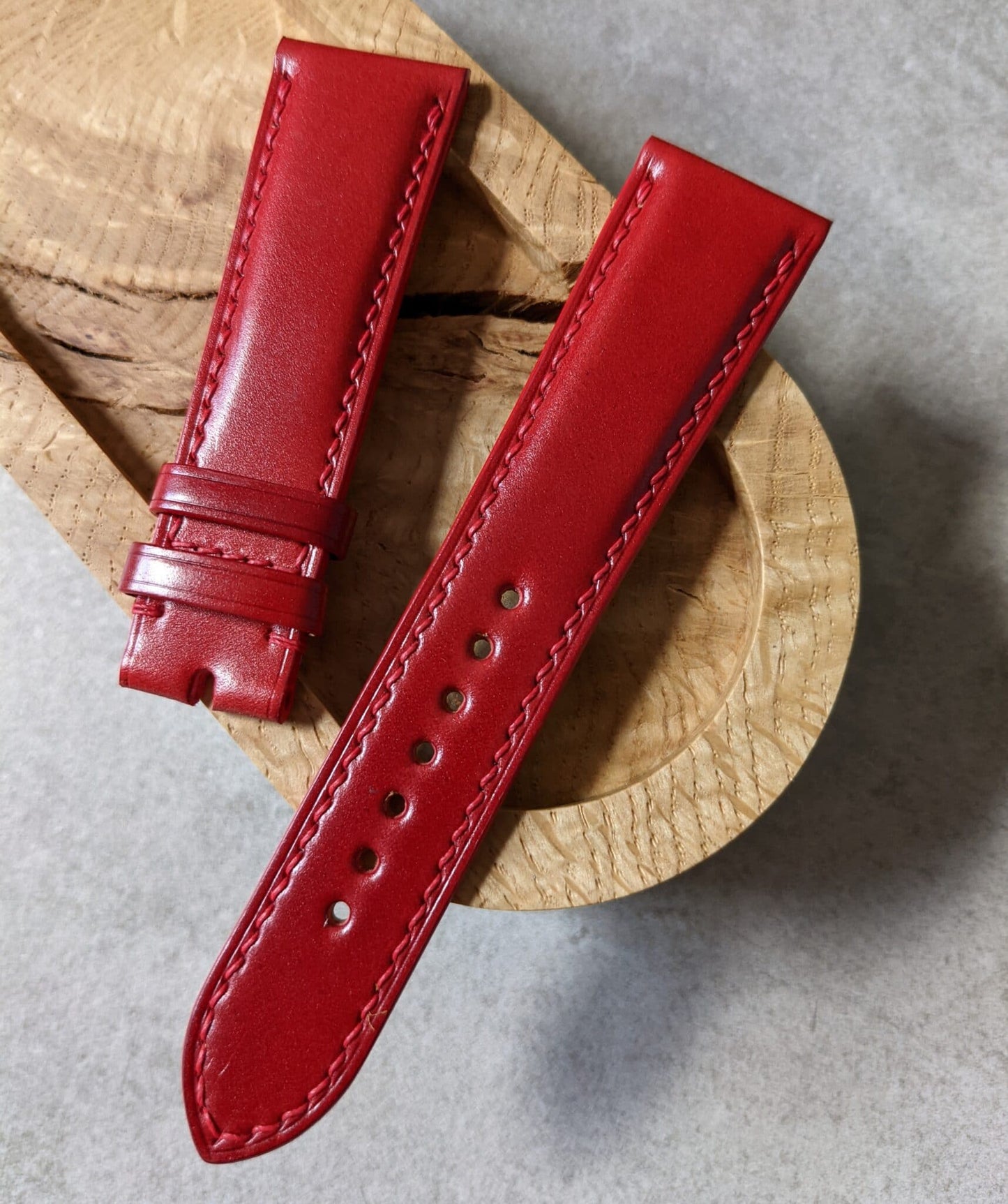 Shell Cordovan Watch Strap - Red