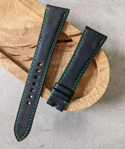 Pueblo Calfskin Strap - Black & Green