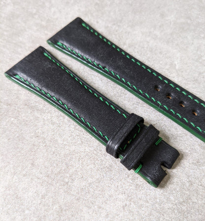 Pueblo Calfskin Strap - Black & Green