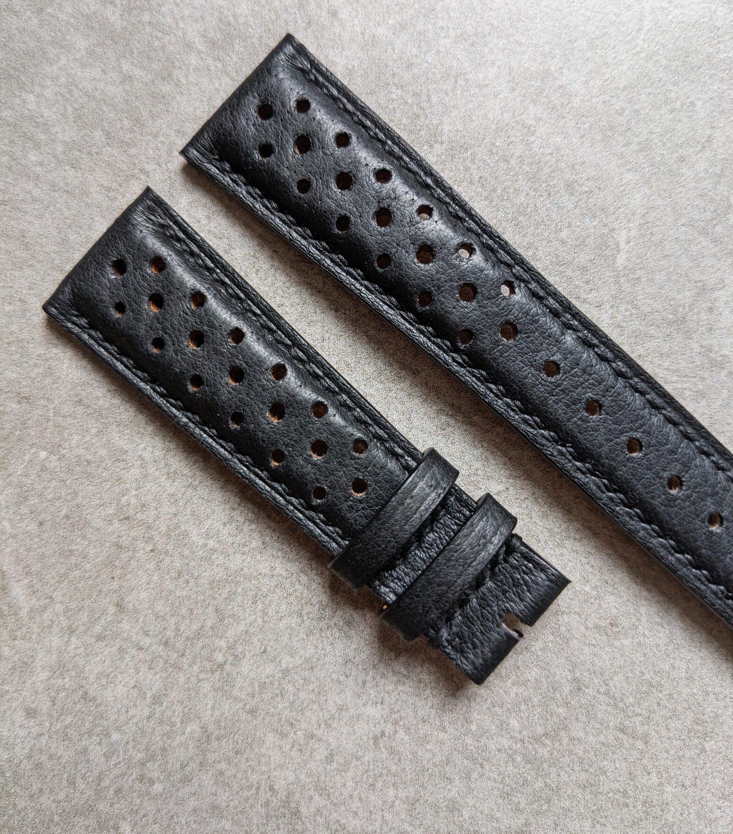 Vintage Pig Skin Rally Strap - Black