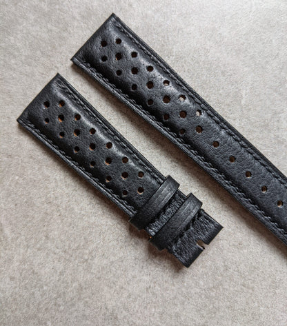 Vintage Pig Skin Rally Strap - Black