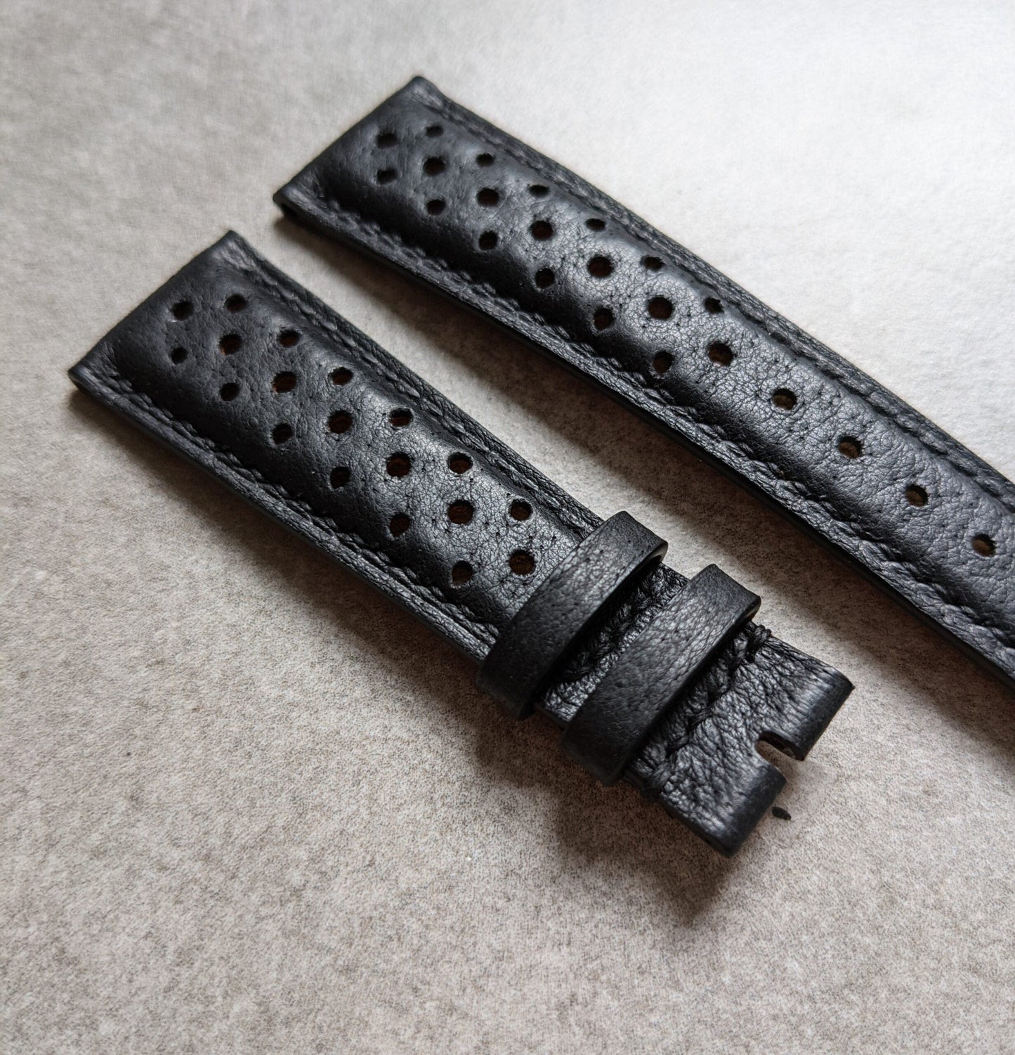 Vintage Pig Skin Rally Strap - Black