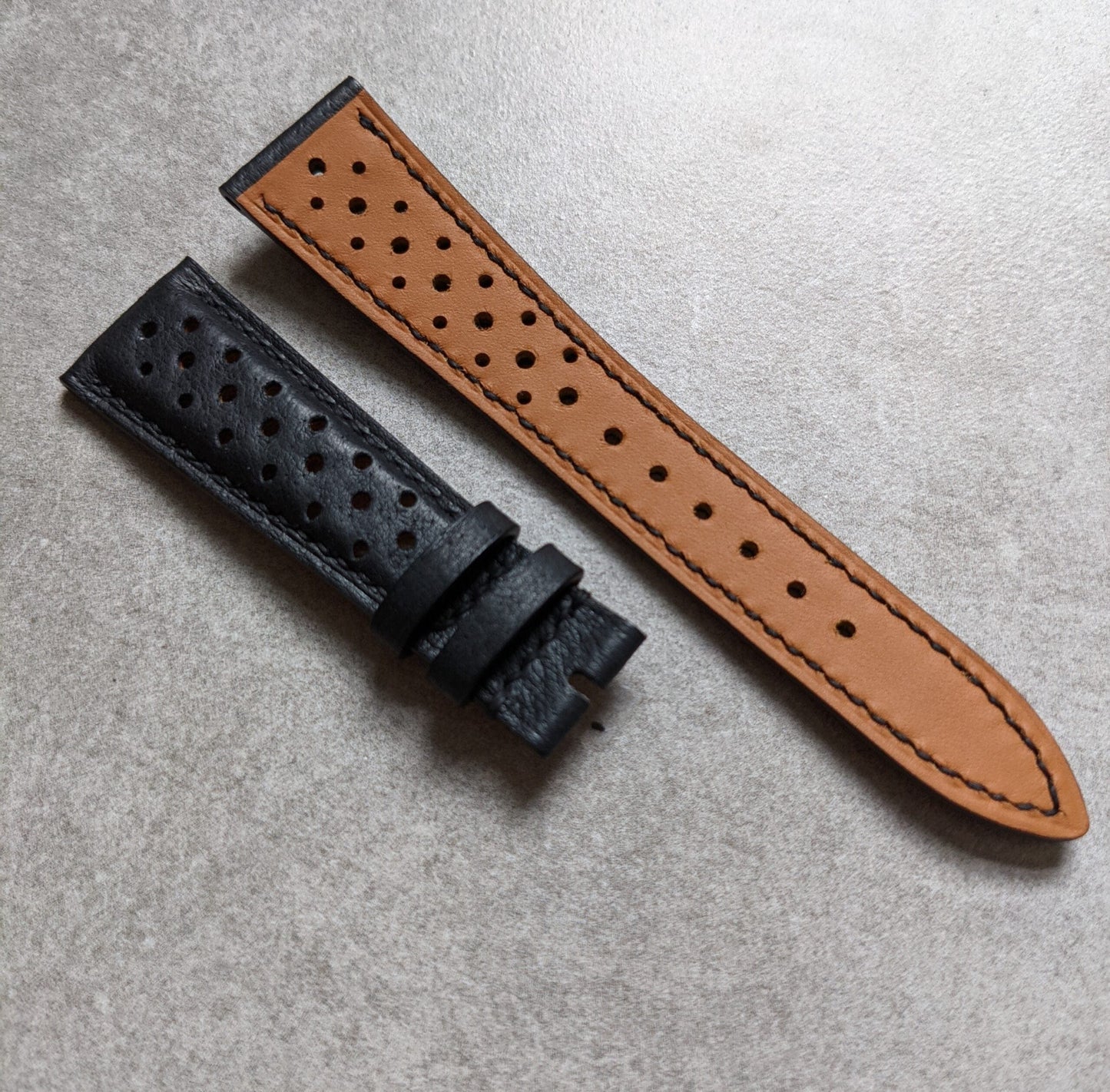 Vintage Pig Skin Rally Strap - Black