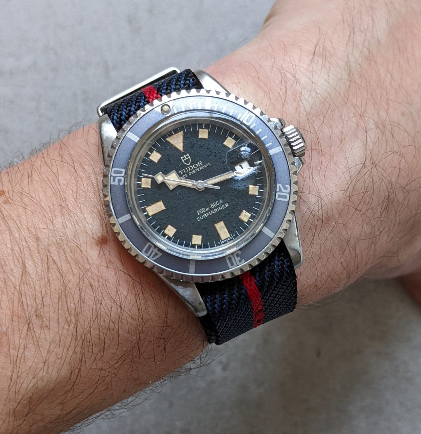 Woven Nylon Single Pass Strap - Navy Blue & Red