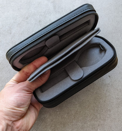 Black & Slate Travel Case - 2 Watch Zip Case