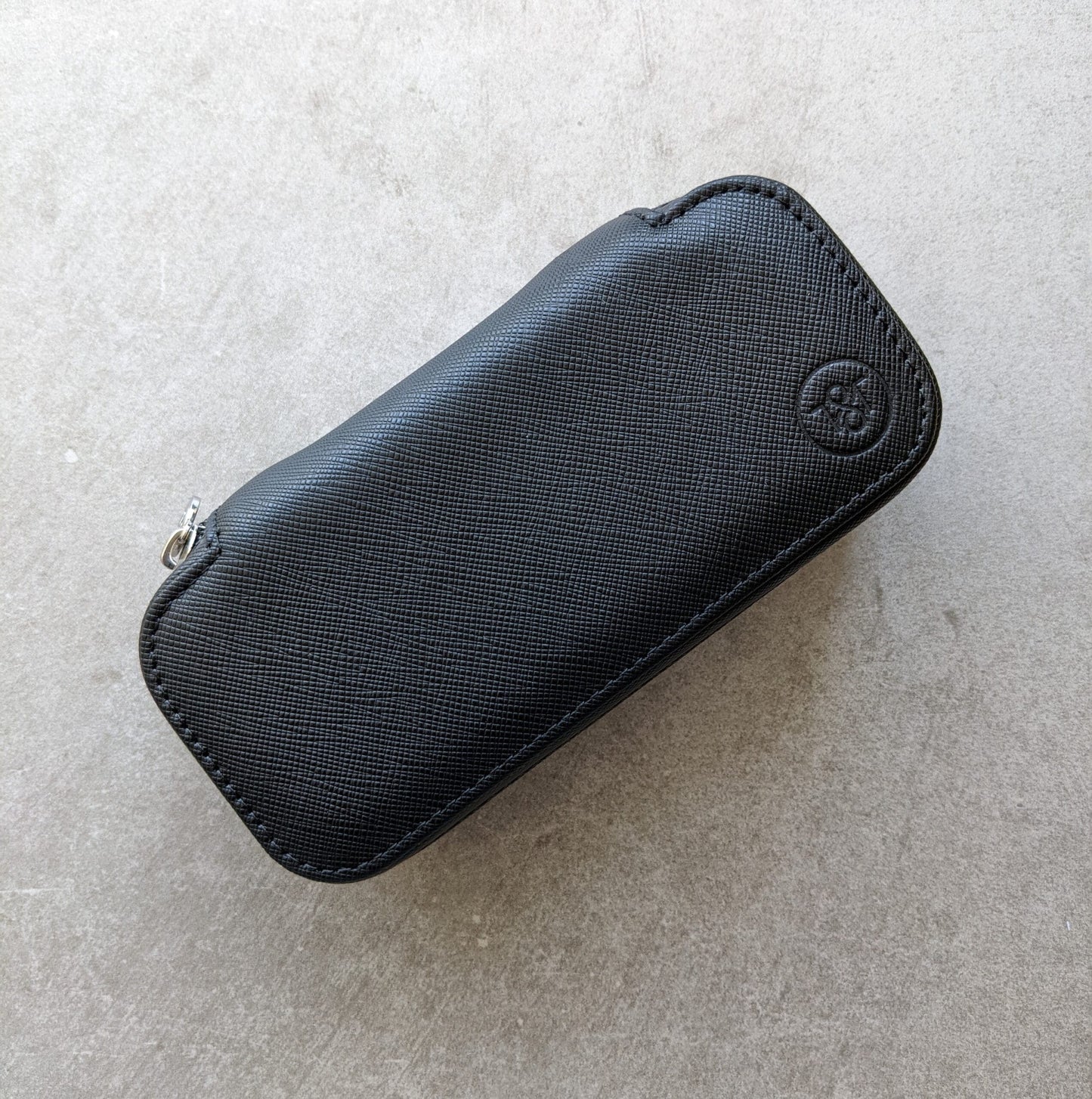 Black & Slate Travel Case - 2 Watch Zip Case