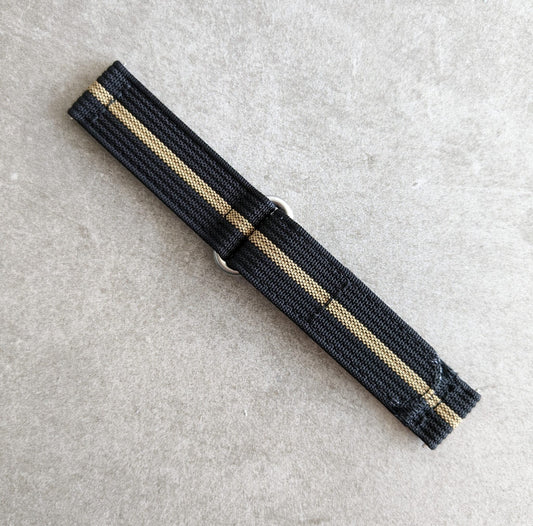 Premium Ribbed Two Piece Ballistic Nylon Strap - Black & Khaki