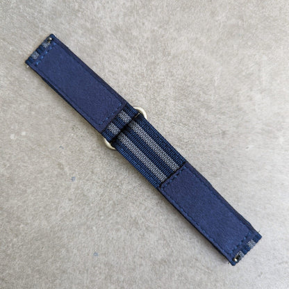 Premium Ribbed Two Piece Ballistic Nylon Strap - Navy & Blue Bond