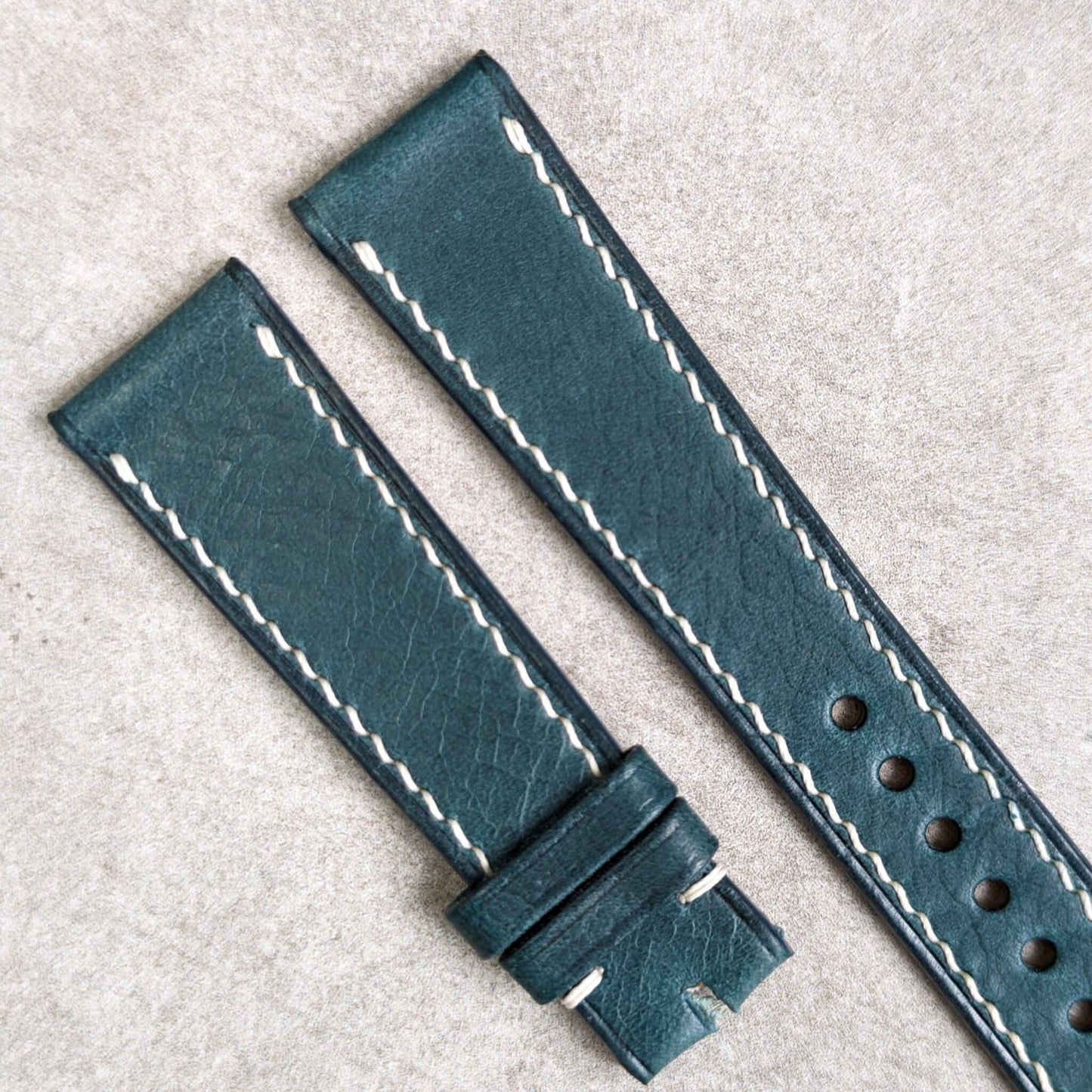 Badalassi Wax Strap - Ocean Blue W/Cream stitch