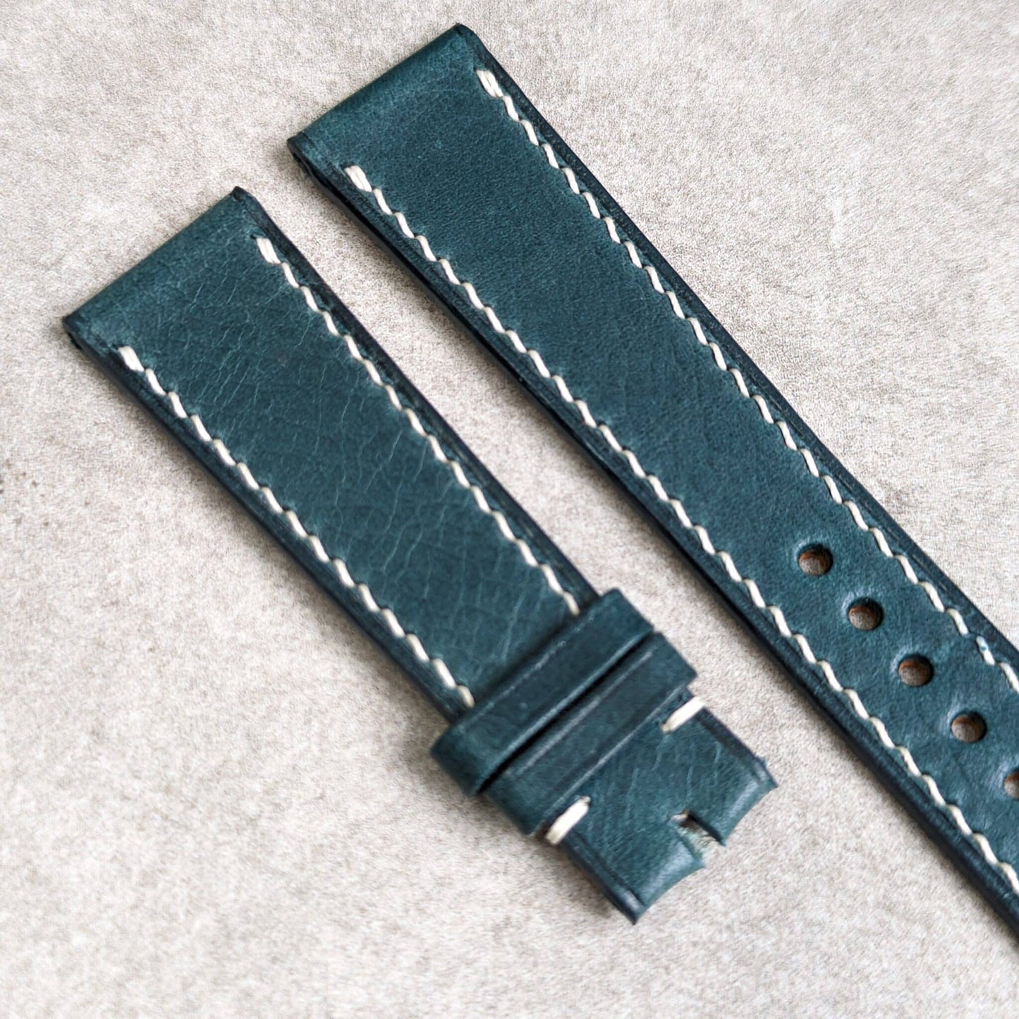Badalassi Wax Strap - Ocean Blue W/Cream stitch