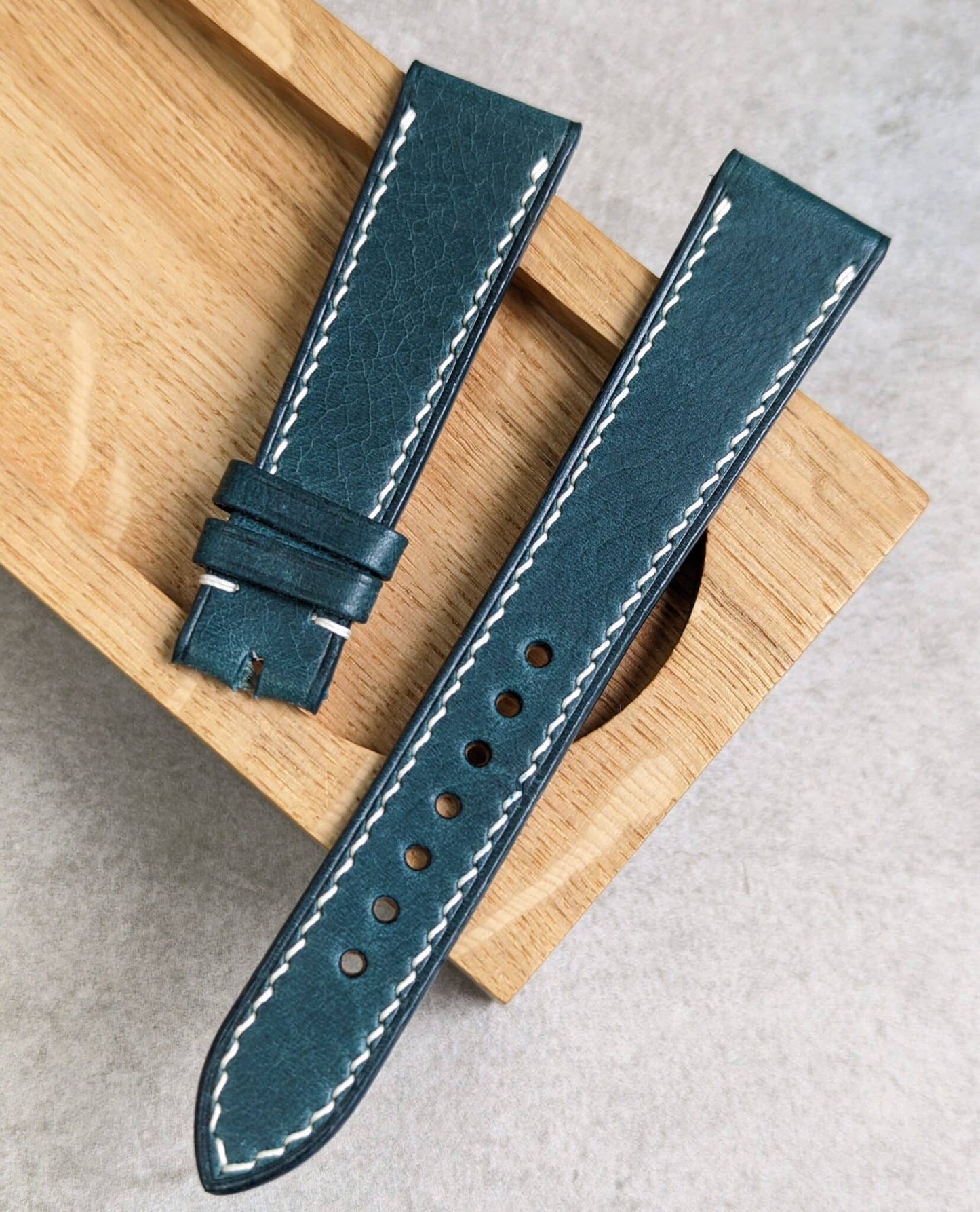 Badalassi Wax Strap - Ocean Blue W/Cream stitch