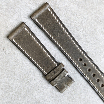 Badalassi Wax Strap - Grey Flat W/Cream stitching