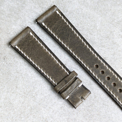 Badalassi Wax Strap - Grey Flat W/Cream stitching