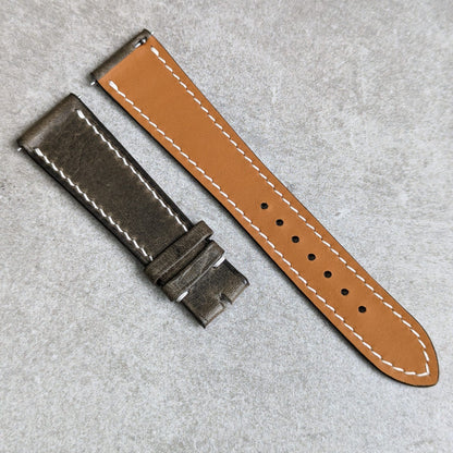 Badalassi Wax Strap - Grey Flat W/Cream stitching