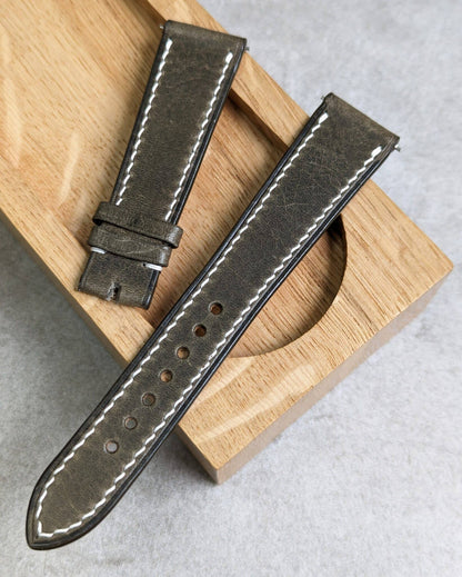 Badalassi Wax Strap - Grey Flat W/Cream stitching