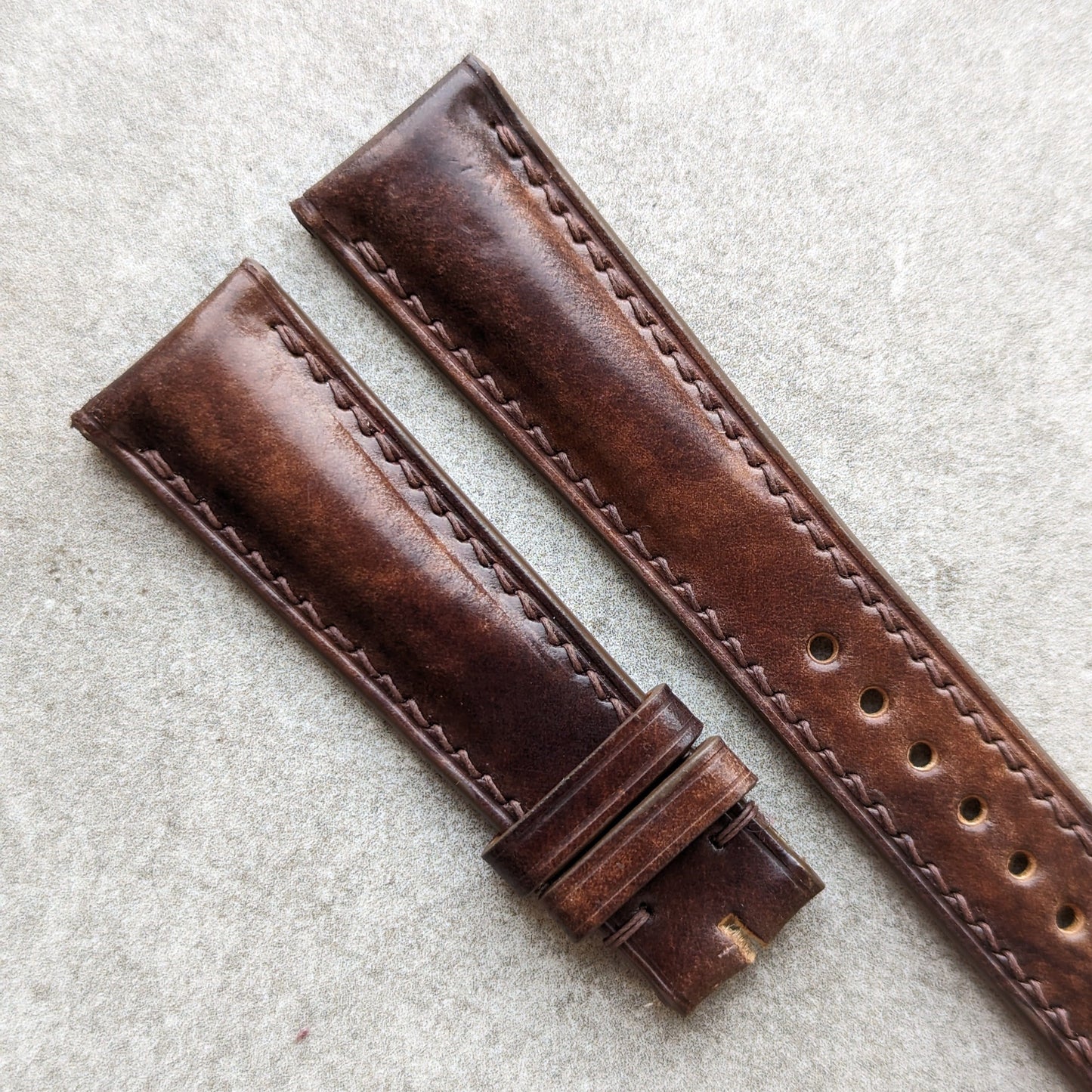 Shell Cordovan Watch Strap - Dark Brown Marbled Museum