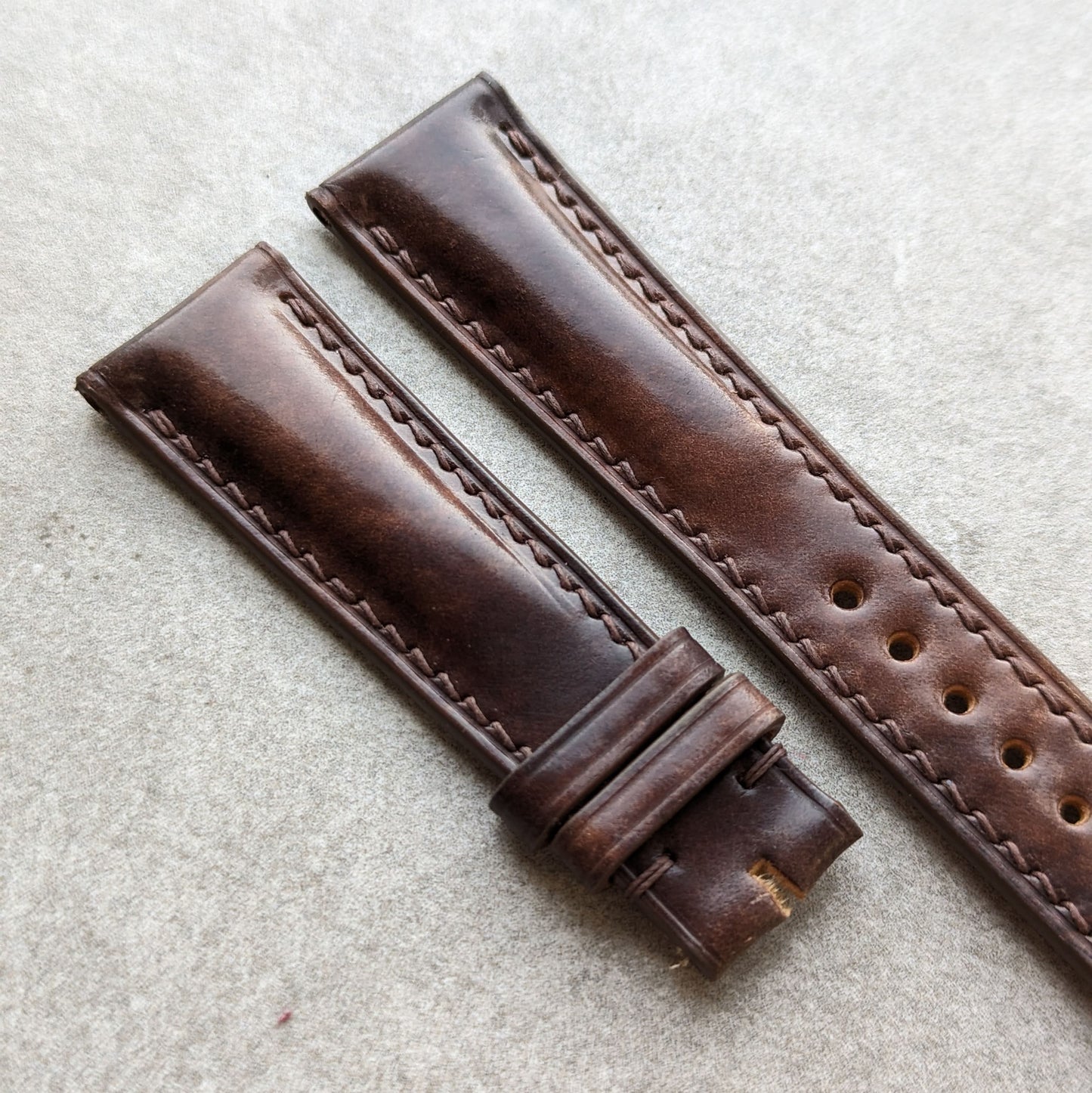 Shell Cordovan Watch Strap - Dark Brown Marbled Museum