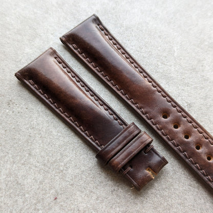 Shell Cordovan Watch Strap - Dark Brown Marbled Museum