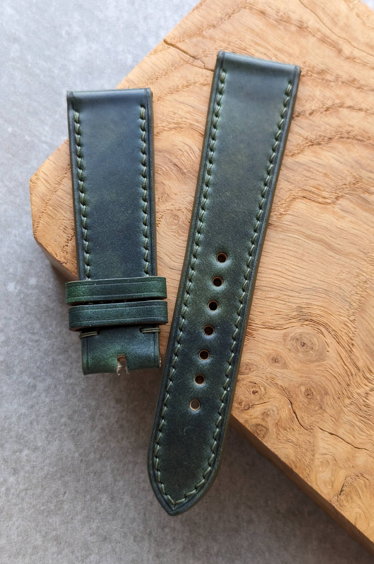 Shell Cordovan Watch Strap - Green Marbled Museum