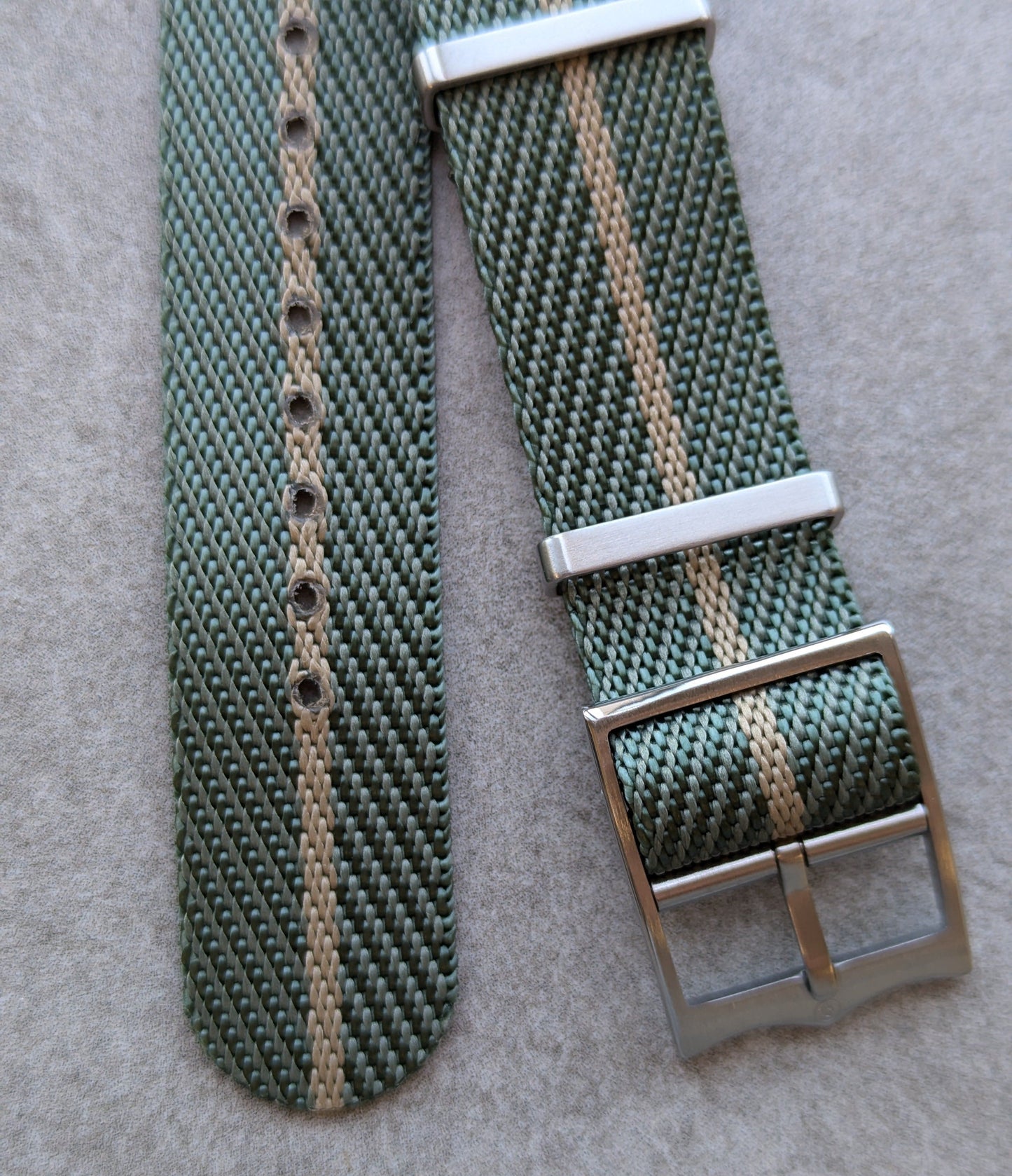 Woven Nylon Single Pass Strap - Sage & Khaki