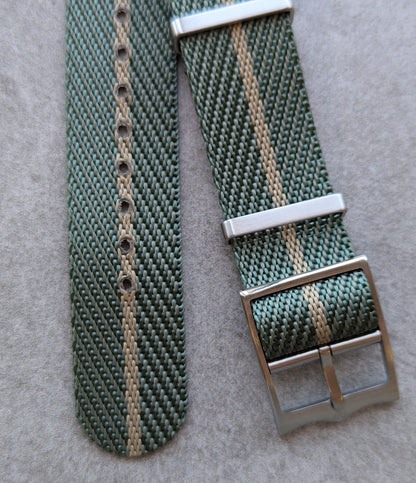 Woven Nylon Single Pass Strap - Sage & Khaki