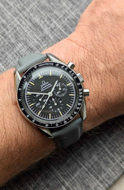 Omega-Style Deployant Sailcloth Watch Strap - Grey
