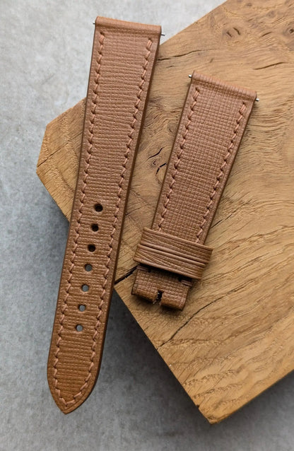 Saffiano Calfskin Watch Strap - Tan Brown