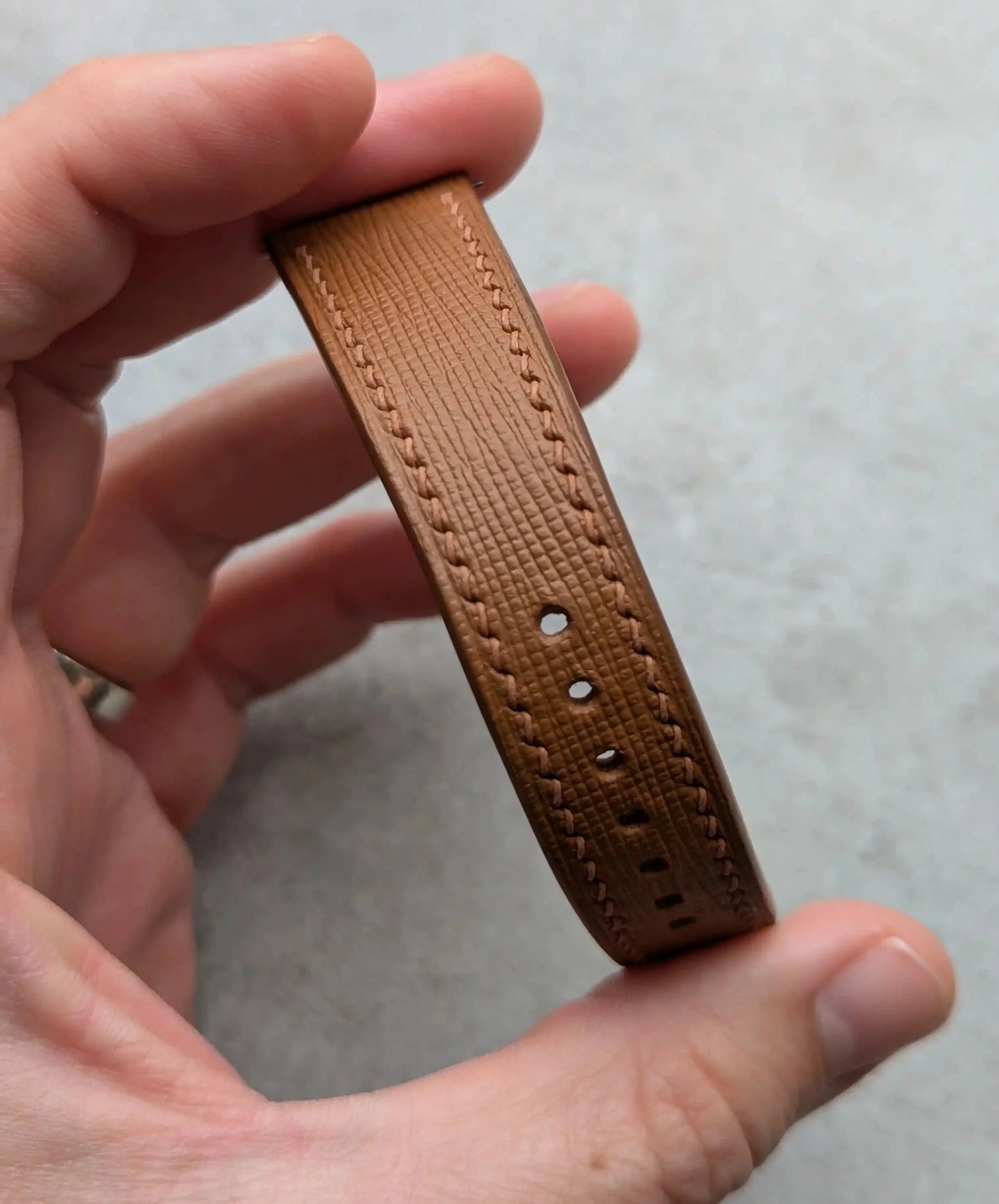 Saffiano Calfskin Watch Strap - Tan Brown