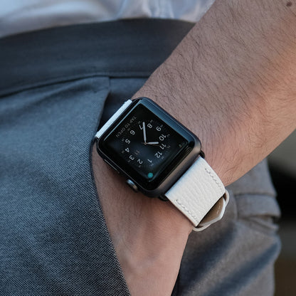 Epsom Leather Apple Watch Band - Ivory White